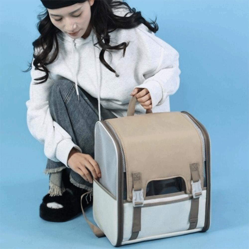 Breathable Pet Carrier Backpack Large Capacity Portable Pet Bag Cat Outing Backpack  Outdoor.