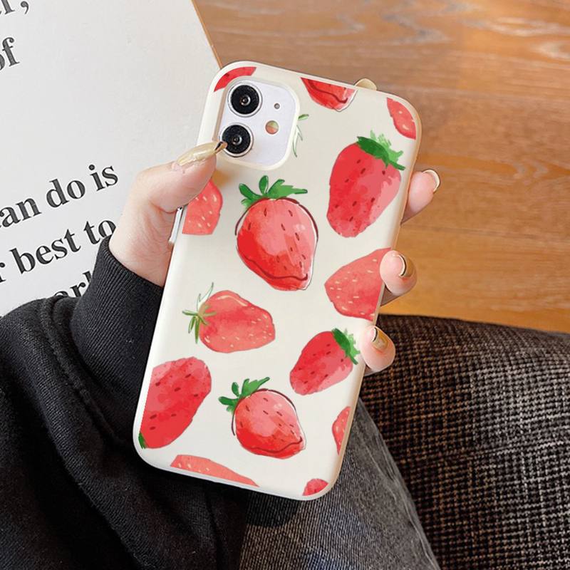 Peach strawberry Phone Case Soft Solid Color for iPhone 11 12 13 mini pro XS MAX 8 7 6 6S Plus X XR