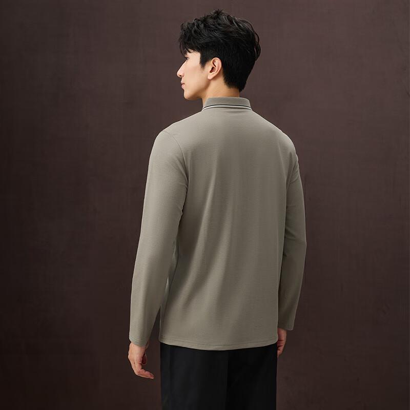 HLA Men's Business Casual Long Sleeve Polo Shirt