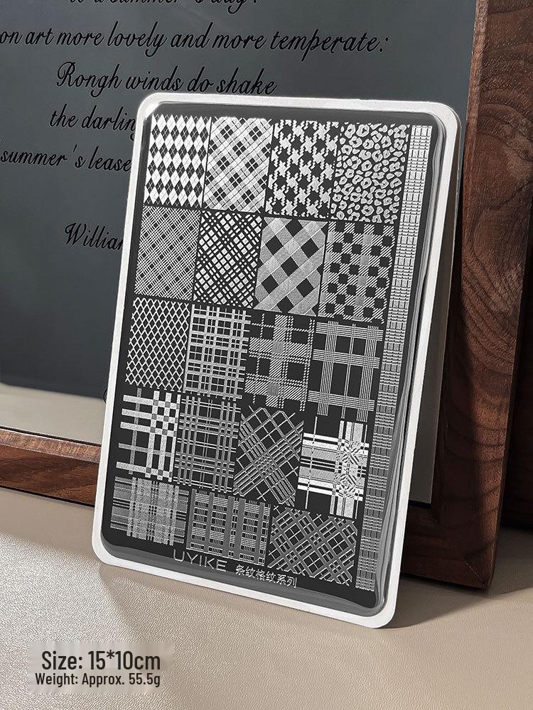 Nail Art Stamping Plates - Star, Polka Dot, Lines, Grid Lace Textures