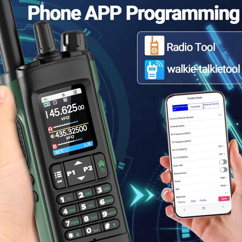 UV-32 Amateurfunkgerät mit großer Reichweite, 10 W, wiederaufladbar, Walkie-Talkies UV32 5RM K5, Handfunkgerät mit GPS, APP-Programmierung, Frequenzkopierfunktion, USB-C-Aufladung