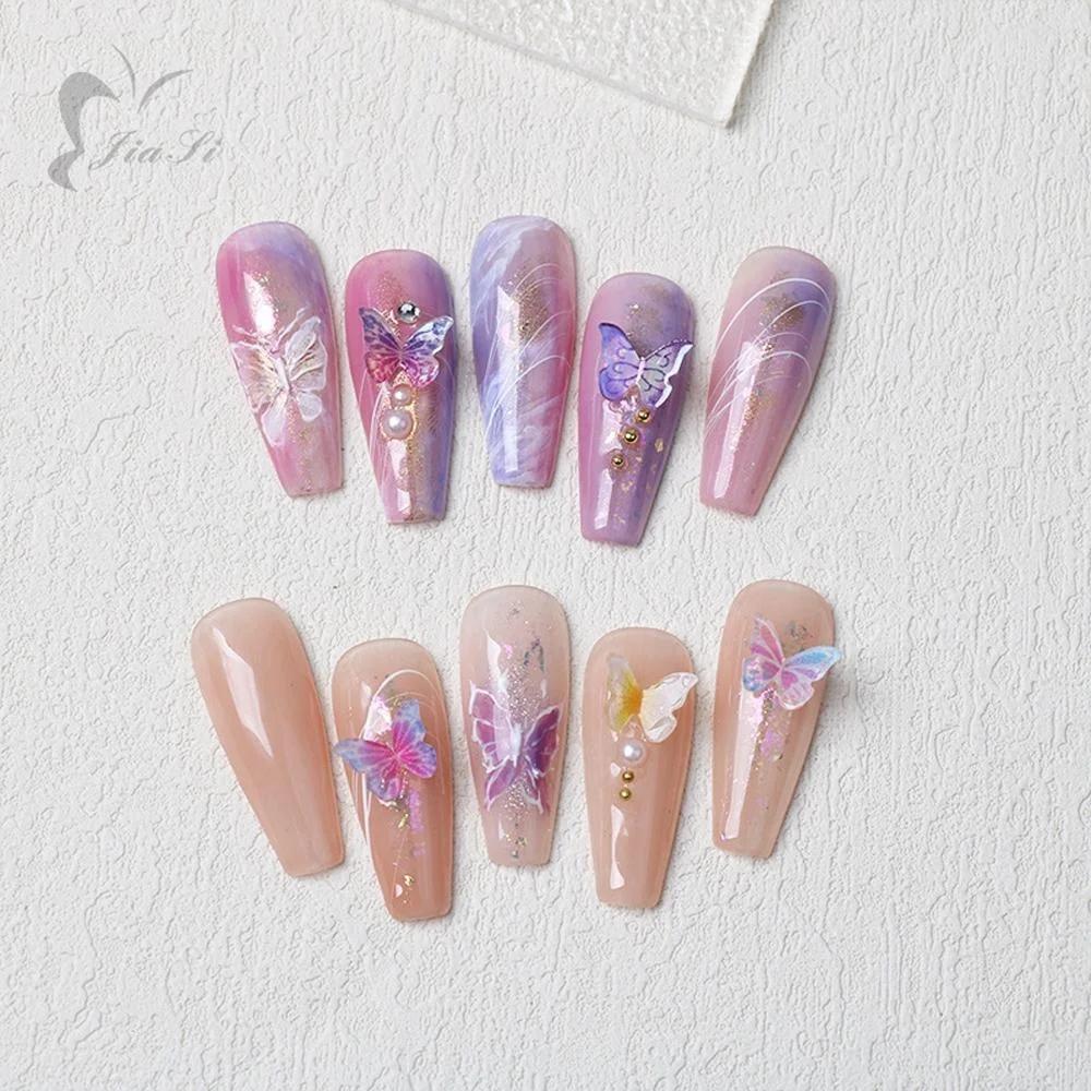 30Pcs 3D Butterfly Rhinestone Nail Art Decorations Mixed Color for Gel Acrylic Natural Nails DIY Beauty Set