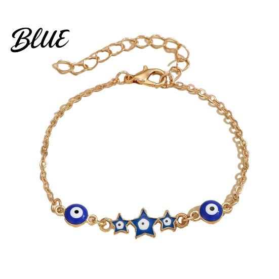 Mediterranean Good Luck Bracelet Evil Eye Hand of Fatima Women