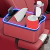 Scatola portaoggetti per bracciolo auto con porte di ricarica, luci LED multi-modalità, design ad alta capacità, organizer per console auto, custodia porta fazzoletti