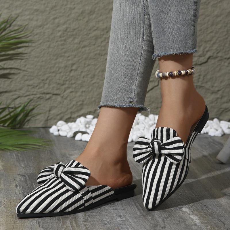 Fashion New Flat Women's Slippers 2025 Summer Sandals Plus Size Fashion Striped Slides Butterfly Indoor Women Flip Flops