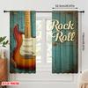 2pcs 2D Flat Printing Curtains Vintage Guitar Rock Roll Fabric Without Electricity 0 for Yard & Garden No Power Needed