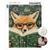 DIY Colorful Pearl Diamond Painting Kit Fox Reading Book Pearl Decoration Office Wall Decor