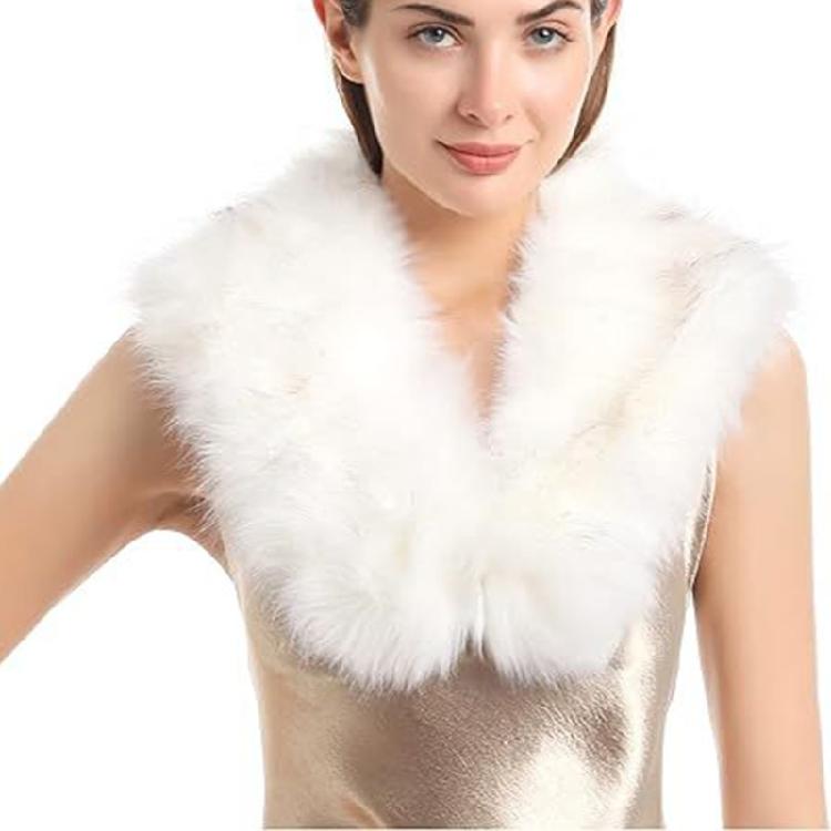 

Soft Artificial Furs Scarf Shawl 2 In 1 Design Lightweight Warmth Outdoor Decors For Jackets Coats Winter Outfits 80x15cm белый