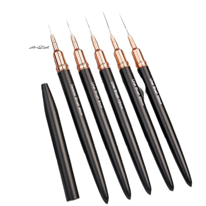 5Pcs/Set Professional Nail Art Liner Brushes Gel Striping Painting Design for Nails in Sizes 7/9/11/15/20mm