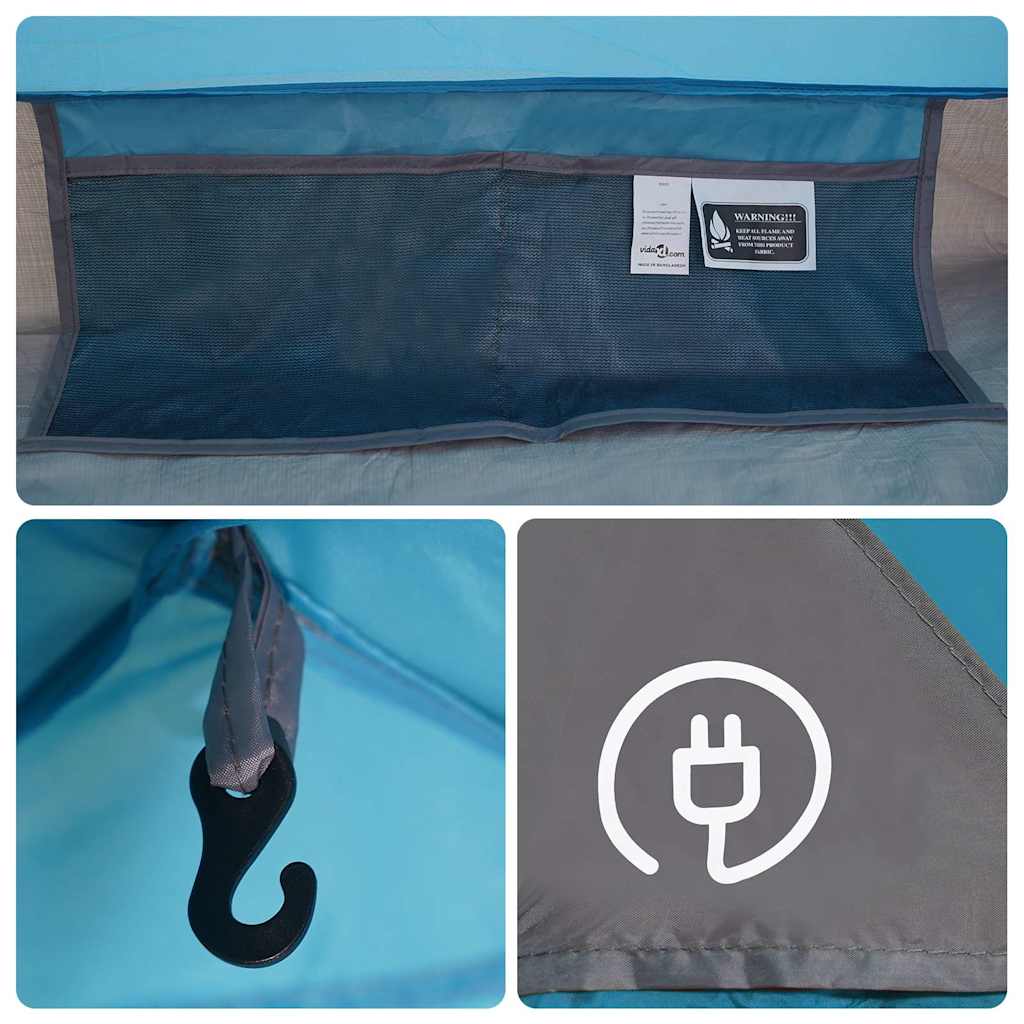 4 Person Camping Tent Blue Waterproof