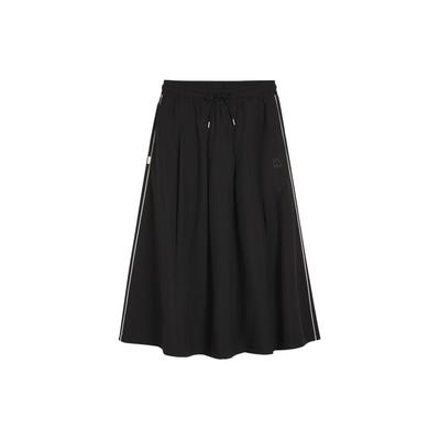 חצאית ארוכה קז'ואלית בגזרת צבע עם שרוכים, מותן בינוני, חצאיות לנשים שחורות 626039-01