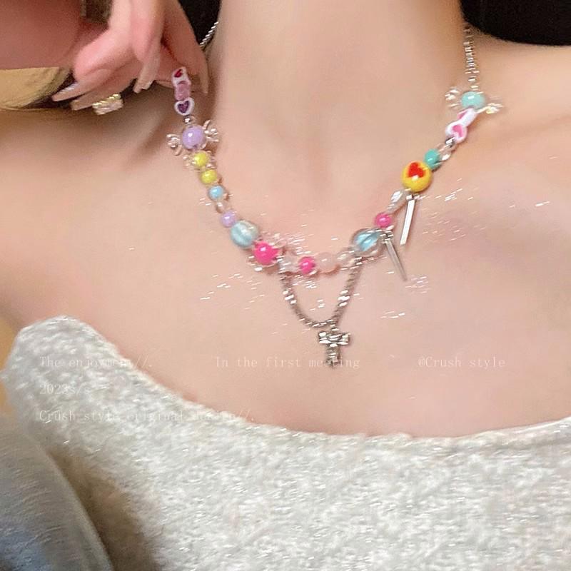 Dopamine Summer Beaded Necklace: Sweet, Unique Design for Women’s Cool Clavicle Style