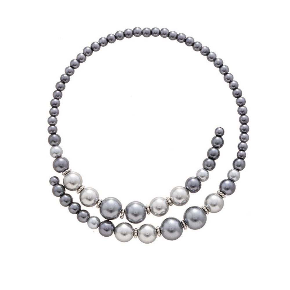 Retro Clavicle Chain Grey Choker Europe America Style Glass Pearl Openning Necklace  Birthday