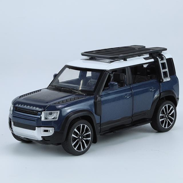 

1/32 Range Rover Defender SUV, модель автомобиля из сплава, литая под давлением металлическая игрушка, внедорожник, модель автомобиля, имитация звука и света, подарок для детей синий