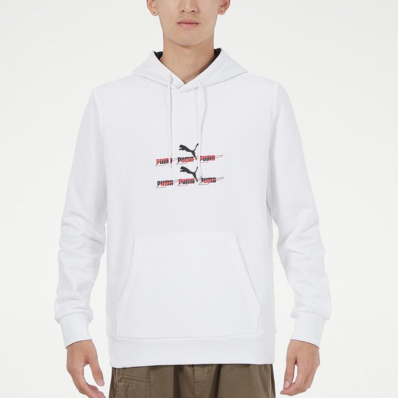 Puma Sports Running Casual Loose Hooded Pullover Long Sleeve Sweatshirt Men Tops White 533145-52