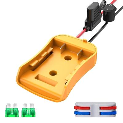 Power Wheel Adapter for 18V/20V Battery with Fuses Switches Battery Adapter with Fuses 12AWG Wire DIY Use for Car Toy