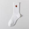 Cityboy Men’s Autumn/Winter White Cartoon Embroidery Socks - Trendy, Sweat-Absorbing Mid-Calf Sports Socks