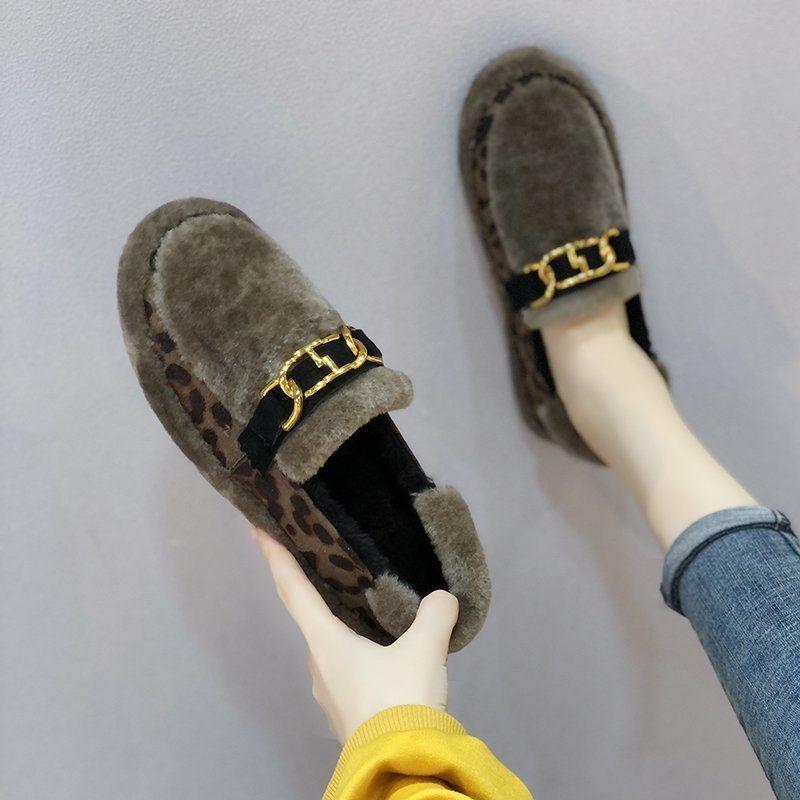 Niche design Internet celebrity women's shoes Mao Mao shoes flat Doudou shoes versatile velvet cotton shoes women 2025 new autumn and winter