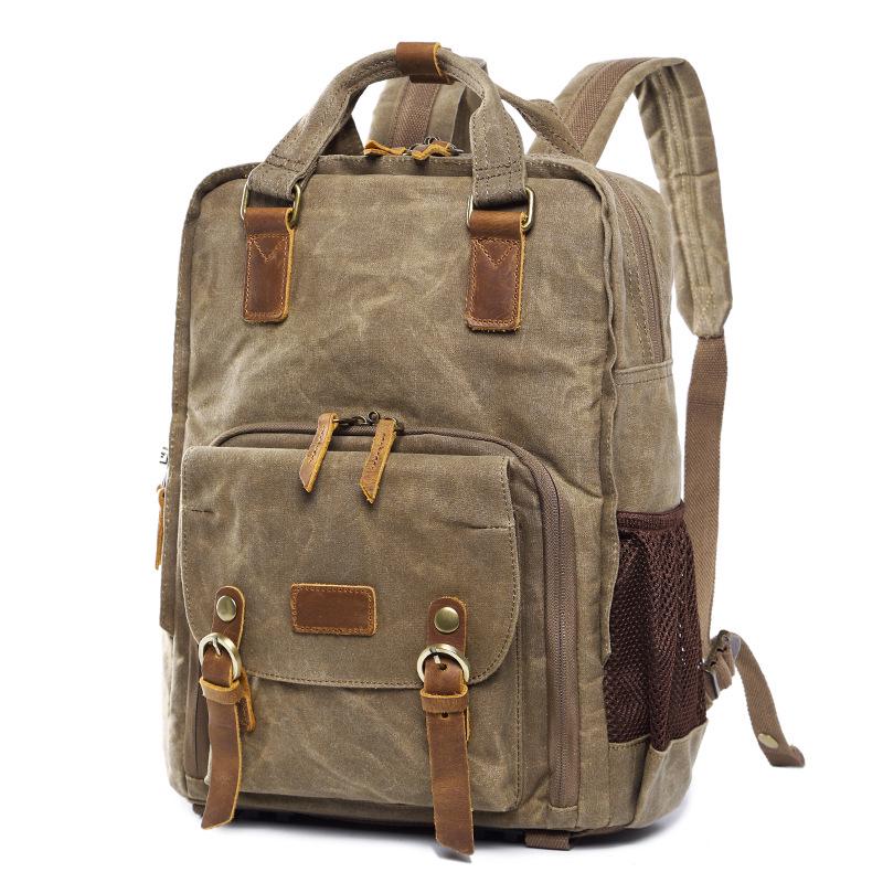 

Seven-color cotton camera bag, batik waterproof canvas, casual backpack, DSLR digital backpack. хаки