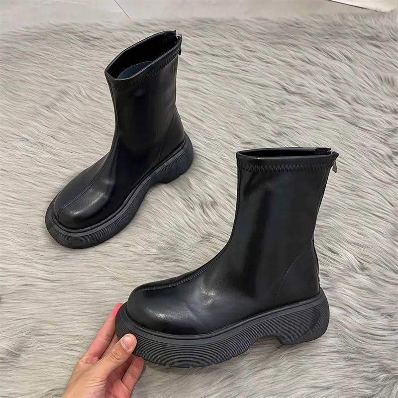 Kurzstiefel Damenschuhe Frühling und Herbst 2025 neue Einzelstiefel beliebte Martin Muffin dicksohlige Herbst dünne kurze Stiefel