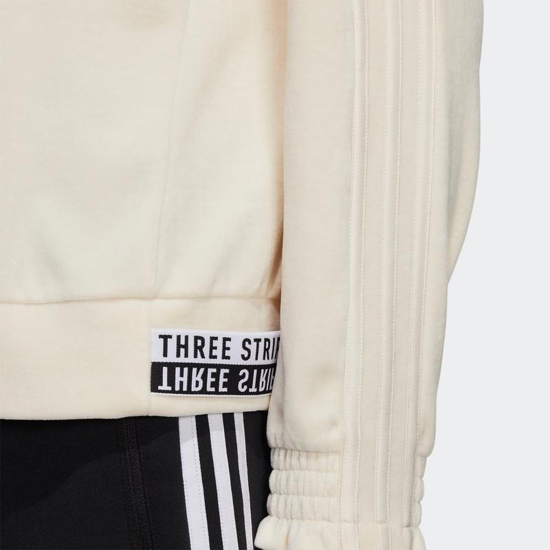 Adidas Embroidered Logo Round Neck Sweatshirt Women Tops Beige HG1842