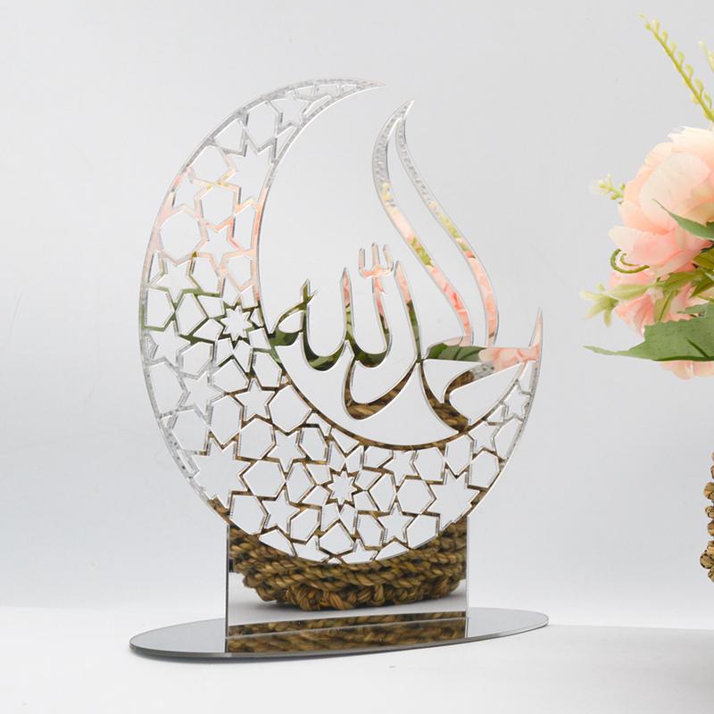 Ramadan Kareem Akrylová ozdoba Eid Mubarak Dekorace pro domov Islámské muslimské párty potřeby Zlatá měsíční dekorace Dárek k EID Al Adha
