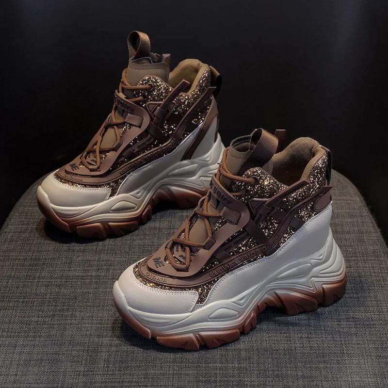 9CM Green Luxury Designer Sneakers On Platform Sports Shoes For Women 2025 New Thick Bottom Wedding Shoes High Heel