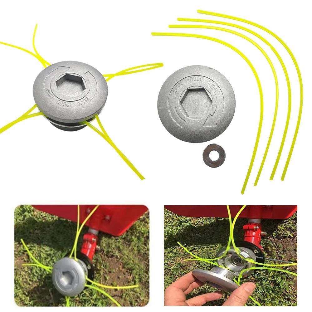 Universal Aluminum Trimmer Head With Four String Set Garden Grass Brush Cutter Accessories Durable Strimmer Head For Lawn Mower