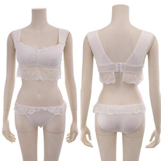 RAVIR Underwear Bra and Panty Size Small Women's Set, Cup, Ruffle, Stress-Free, Bust-Shaping, Wireless, Cute, Comfortable, Delicate, Stretchy, Fit,