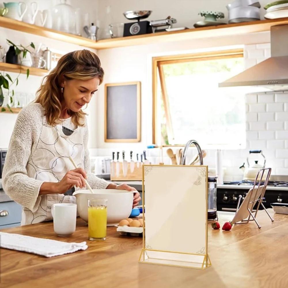 with Base Label Holder DIY Menu Card Rack Acrylic Golden Sign Holder Anniversary Celebration