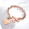 European and American Titanium Steel Ladies O-shaped Chain Love Motto Couple Rose Gold Lock Design Bracelet Gift