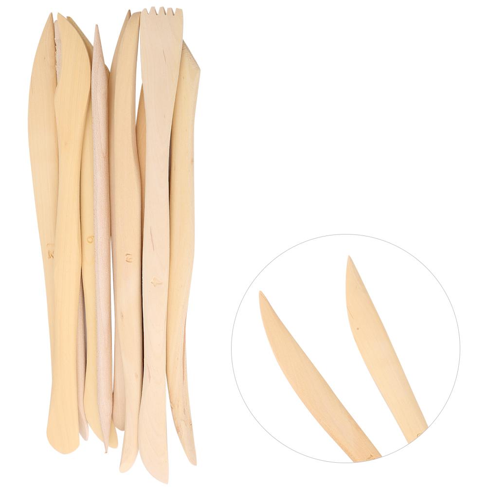 10pcs Set  Wooden Clay Carving Modeling Tool Diy Pottery Sculpture Tools