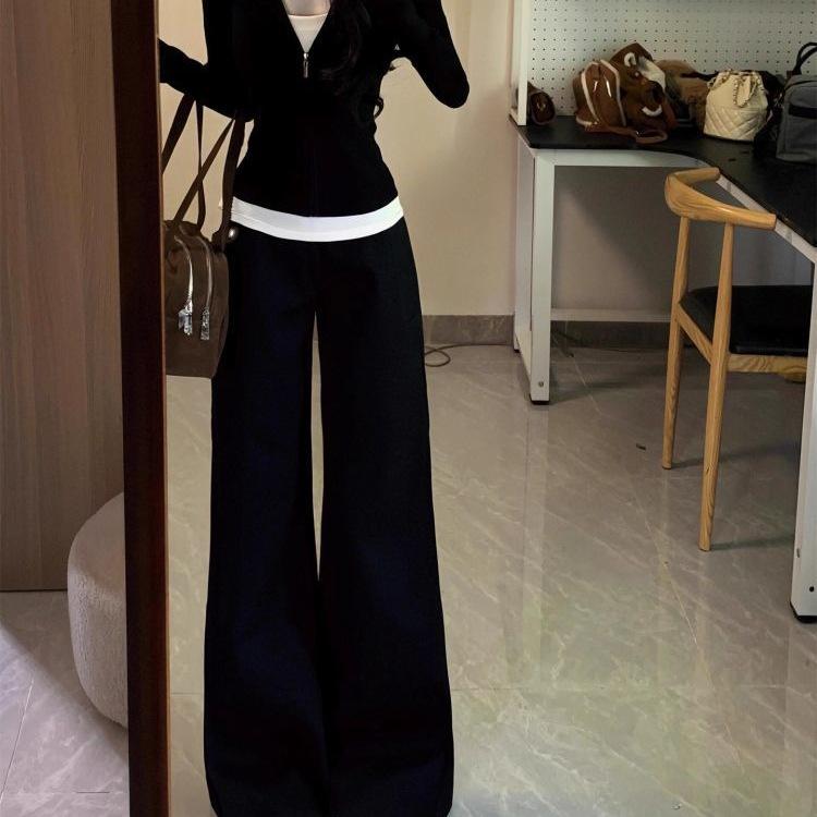 Women's Korean Style Slimming Two-Piece Casual Sports Suit – Versatile, Stylish, and Fashionable for Spring and Autumn