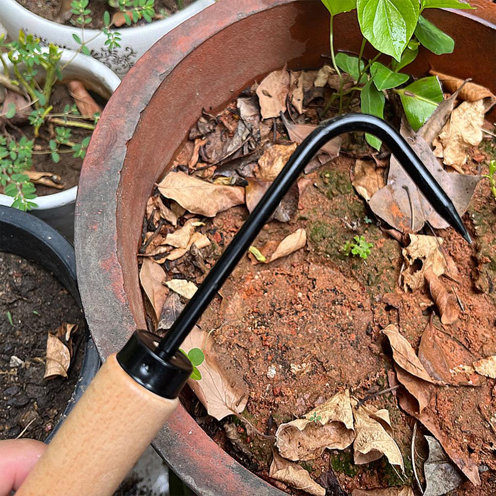 Hand-Lockerungswerkzeug, tragbares Garten-Vertikutierwerkzeug mit Holzgriff für Hof-Rasen