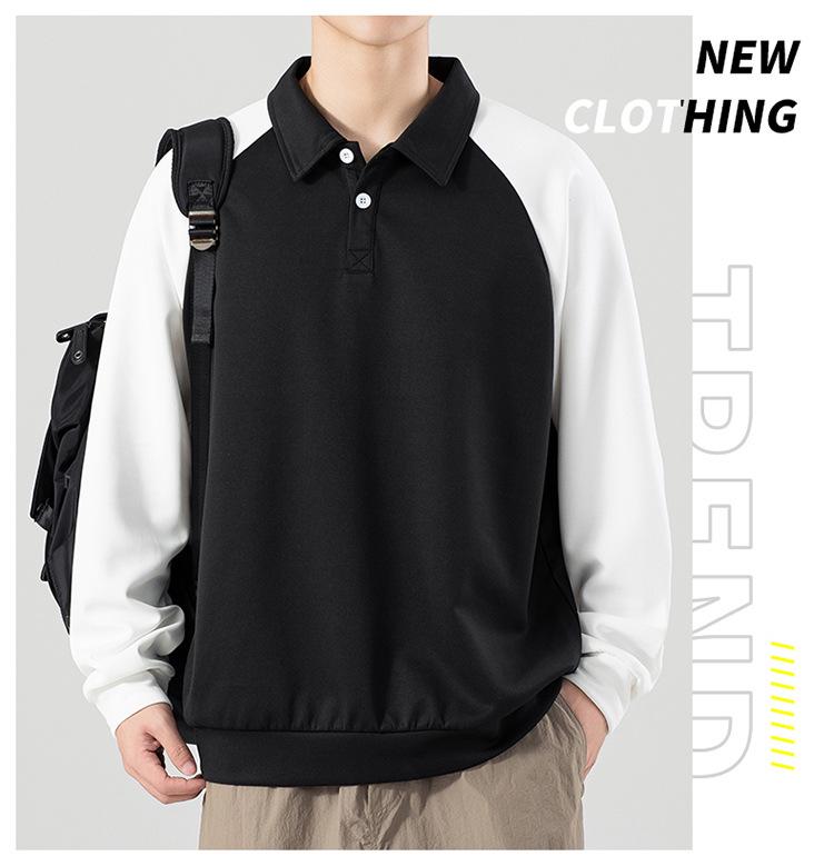 Men's Casual Sports Hoodie: Loose-Fit Lapel Long Sleeve T-shirt for Autumn