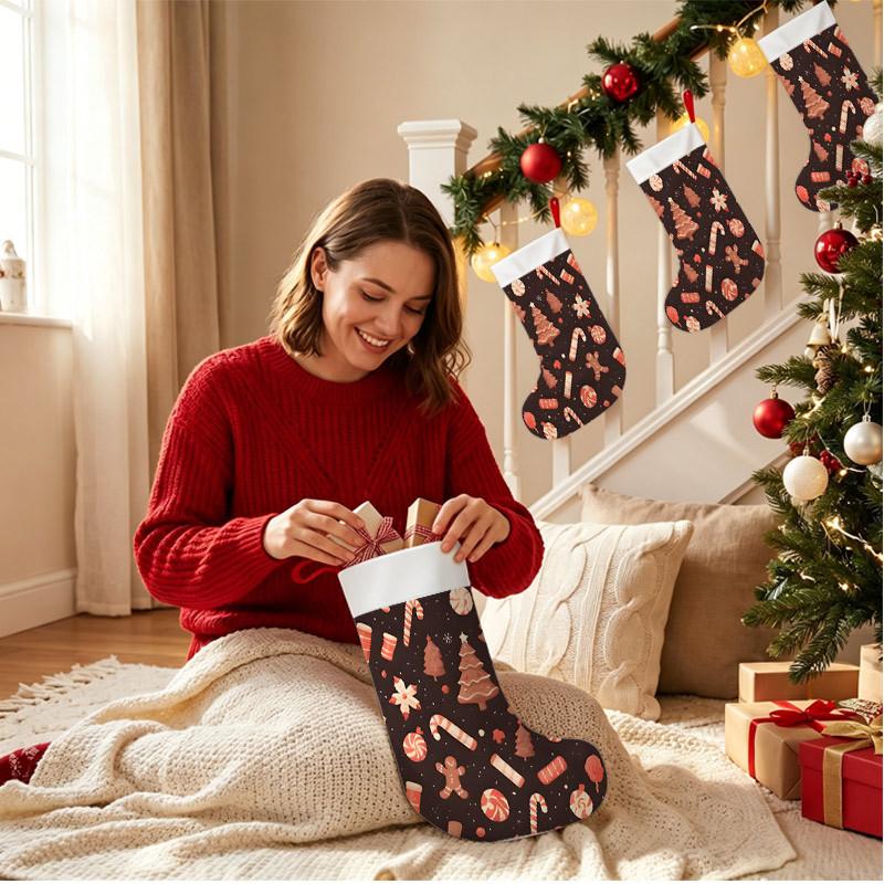 Christmas decoration fireplace hanging stocking Christmas Stockings 1pc 45.72 cm, Christmas Gingerbread Candy Tree Red P