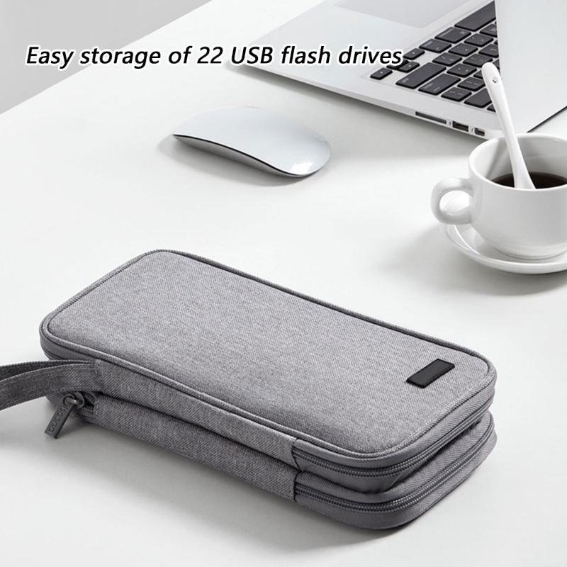 22 Capacity Multiple Pocket USB Storage Pouch Oxford Fabric Protector Flash Drive Cable Small Electronic Accessories