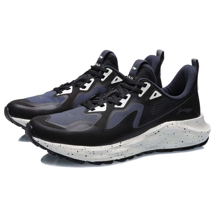 Li Ning Cloud Shield Lightweight Rebound Cushioning Low Top Running Shoes Unisex Black Gray ARHR079-1