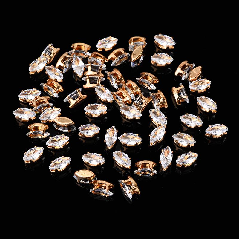 Flatback Zircon Rhinestones Cubic Zirconia teardrop base Claws Sew On  clear  Zircon For Rings Earrings DIY Clothing Accessorie