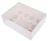 Pudełko Na Bento Box Xl 33X26X13Cm Biało-Transparentne Na Muffiny I Torcik