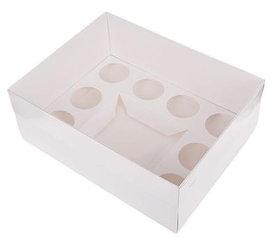 Pudełko Na Bento Box XL 33x26x13cm Biało-Transparentne Na Muffiny I Torcik