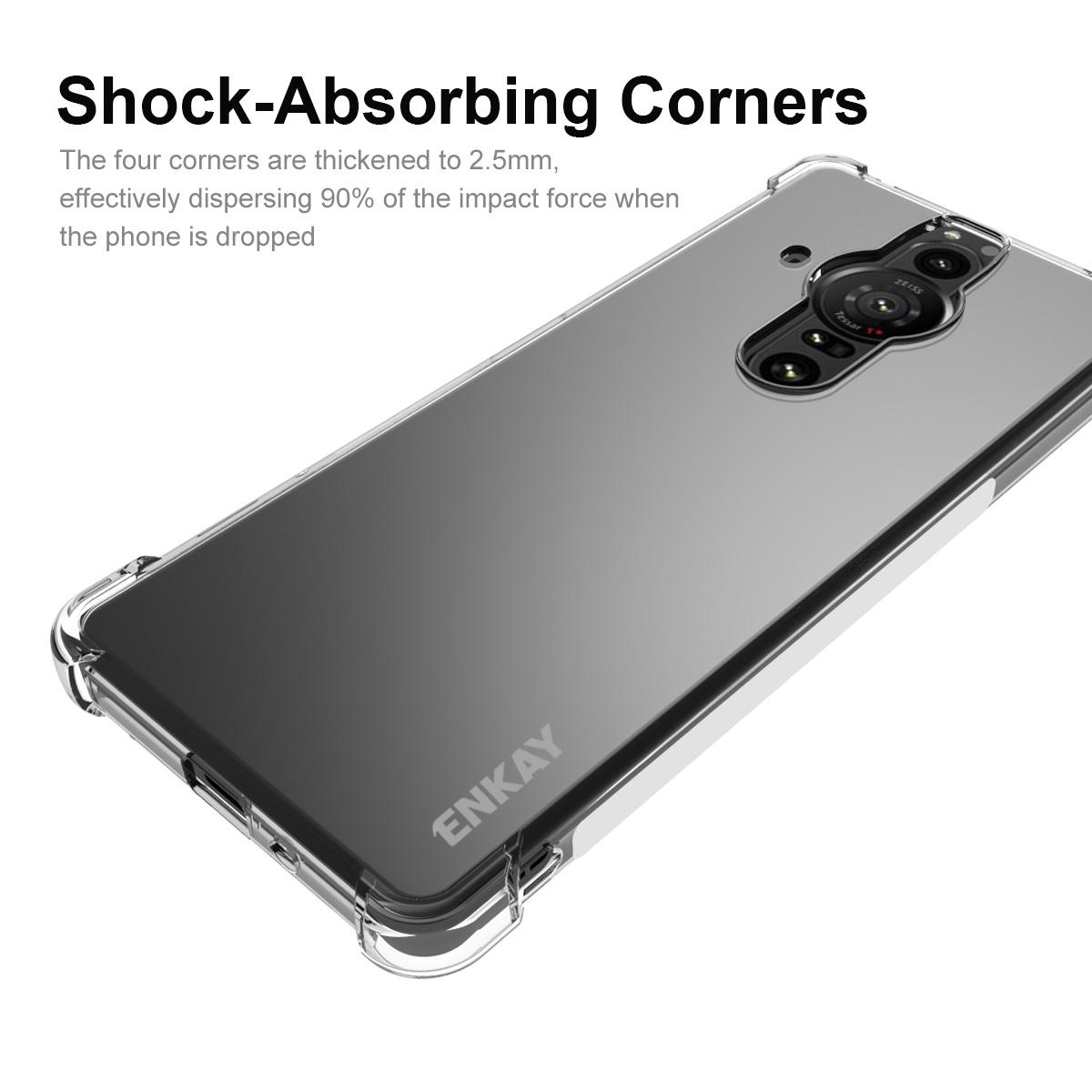 

ENKAY HAT PRINCE Anti-slip Strip Edge Mobile Cover Shockproof Corners Anti-drop TPU Phone Case for Sony Xperia Pro-I A