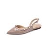 Ein Wort mit Taschenkopf Sandalen Damen Frühling und Sommer neu Nieten flacher Boden spitze Zehen Lackleder niedriger Absatz flacher Ausschnitt Einzelne Schuhe