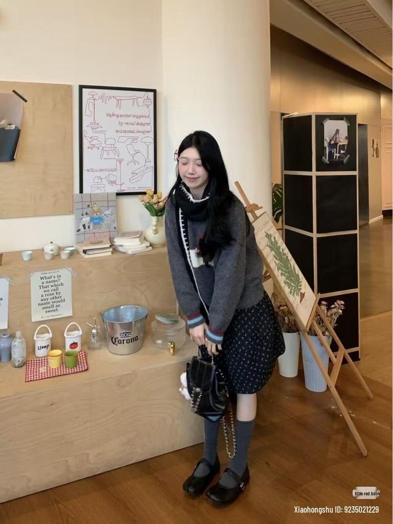 2025 Korean Style Floral Slimming Winter Plush Skirt