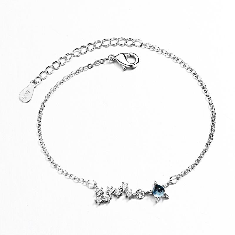 Βραχιόλι 925 Silver Star Fashion Κορεάτικο Διπλό Βραχιόλι Κρυστάλλινο Αστέρι με πέντε άκρες