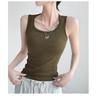 Women's Black Spaghetti Strap Camisole with Chest Pad – Sleeveless Spring Base Layer Top