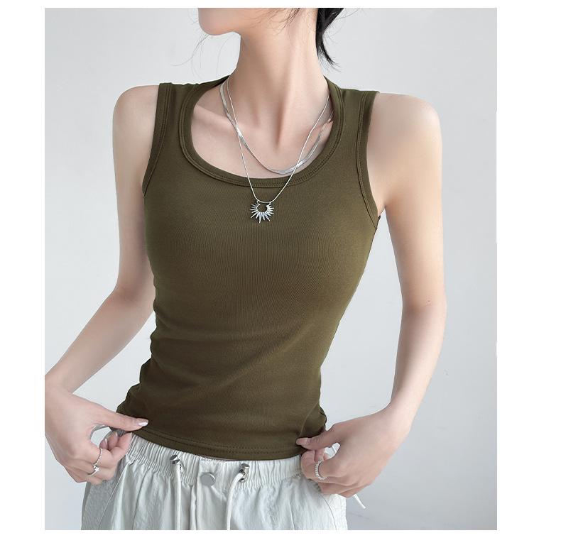 Women's Black Spaghetti Strap Camisole with Chest Pad – Sleeveless Spring Base Layer Top