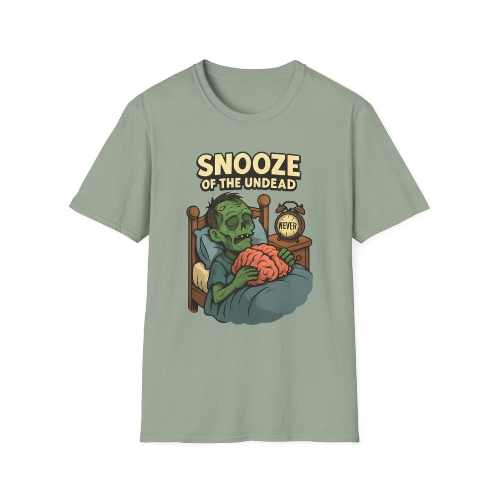 

Unisex Softstyle T-Shirt Snooze of the Undead Funny Zombie Brain Halloween Sleep M