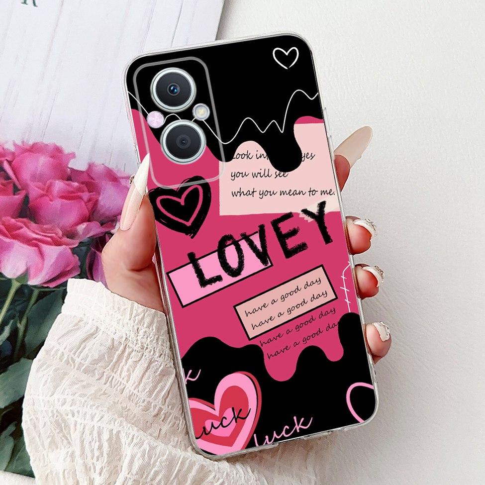 Clear For Oppo Reno 7Z 5G CPH2343 Case For Oppo Reno 8Z 5G CPH2457 Cover Luxury Butterfly Love Fashion Flowers Cool Lion Painted