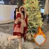 Faux Rabbit Fur Capes Coats Women Plaid Poncho Jackets Tassel Hooded Batwing Sleeves Open Stitch Loose Casual Autumn Winter